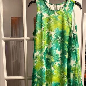 🌿 Calvin Klein Green Floral Dress – Size 12